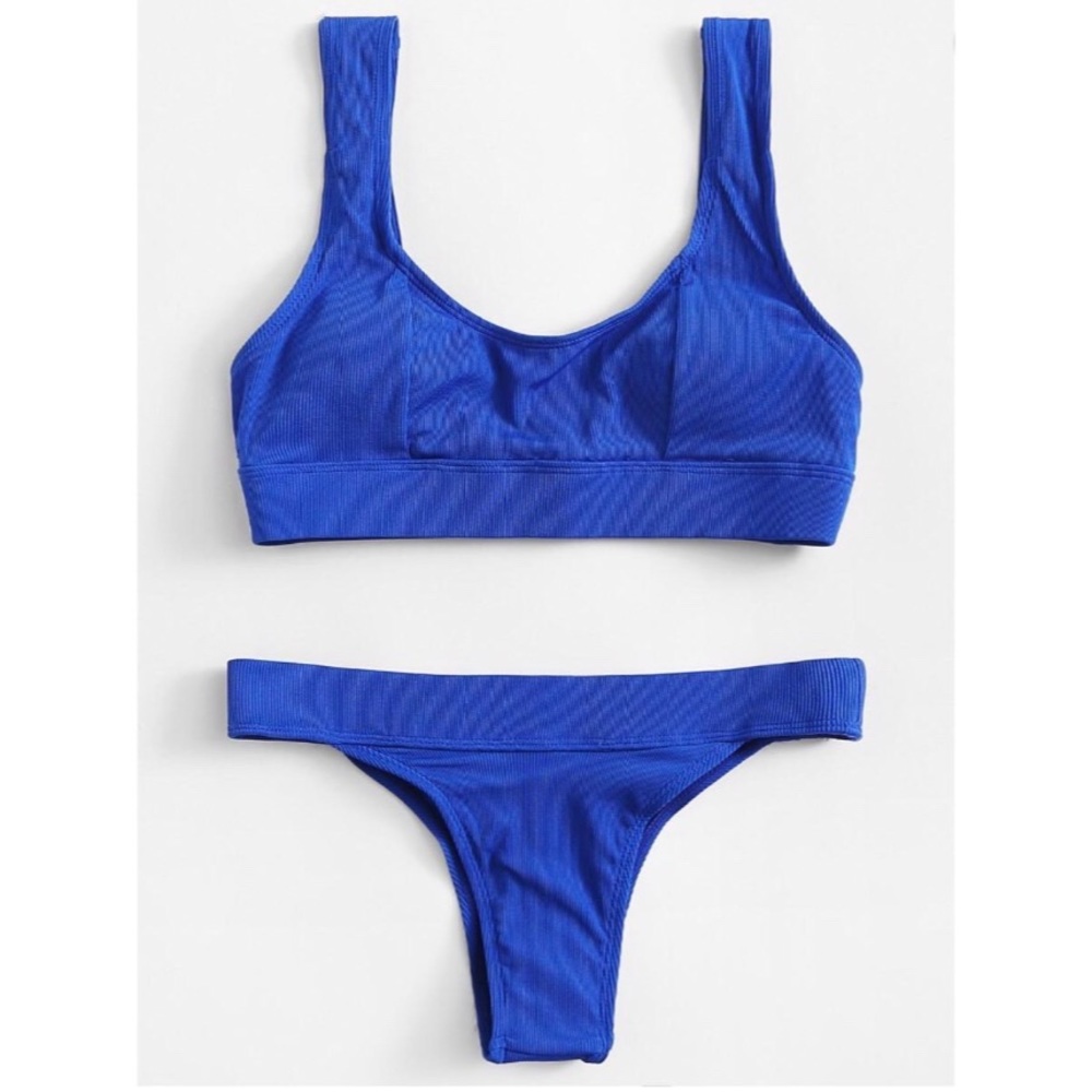 Blue Ribbed Bikini Size M- Brand New